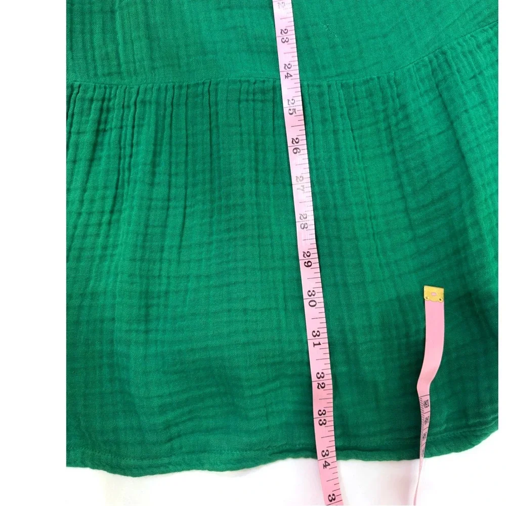 Michael Stars Sophia Kelly Green Cotton Gauze Tiered Relaxed Fit Mini Dress XS